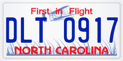 NC license plate DLT0917
