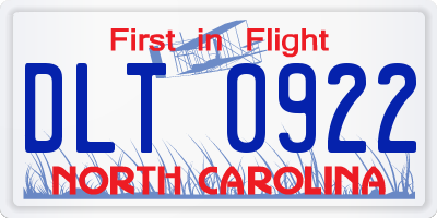 NC license plate DLT0922