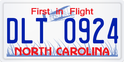 NC license plate DLT0924