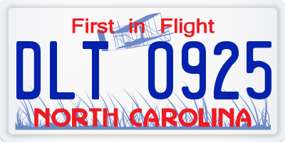 NC license plate DLT0925
