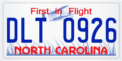 NC license plate DLT0926