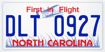 NC license plate DLT0927