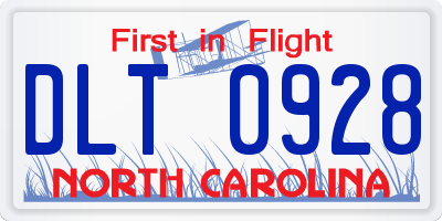NC license plate DLT0928