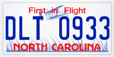 NC license plate DLT0933
