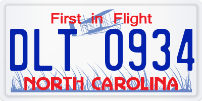 NC license plate DLT0934