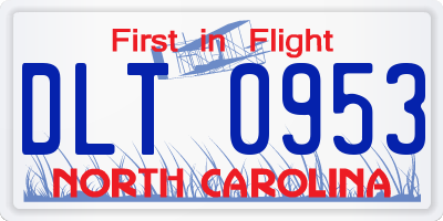 NC license plate DLT0953