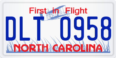 NC license plate DLT0958