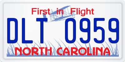 NC license plate DLT0959