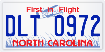 NC license plate DLT0972