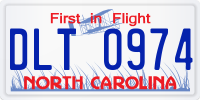 NC license plate DLT0974