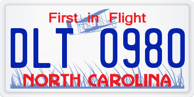 NC license plate DLT0980