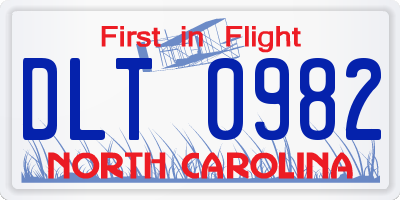 NC license plate DLT0982
