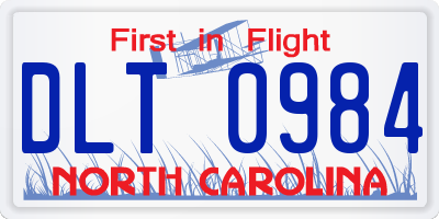 NC license plate DLT0984