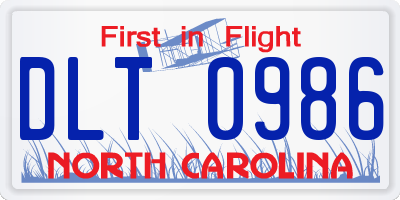 NC license plate DLT0986