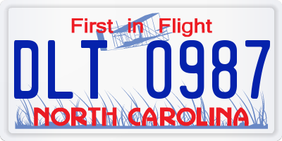 NC license plate DLT0987