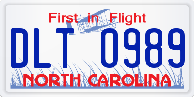 NC license plate DLT0989