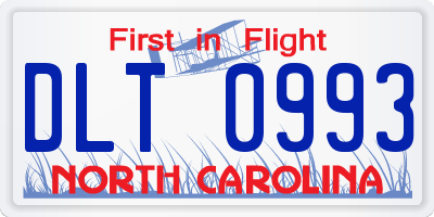 NC license plate DLT0993