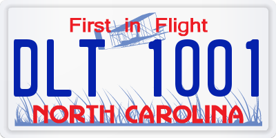 NC license plate DLT1001