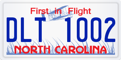 NC license plate DLT1002