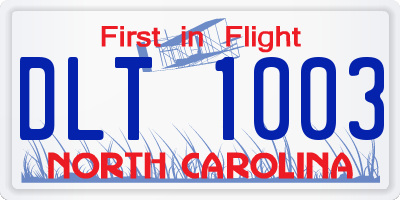 NC license plate DLT1003