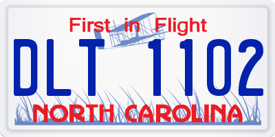 NC license plate DLT1102