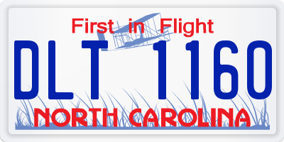 NC license plate DLT1160
