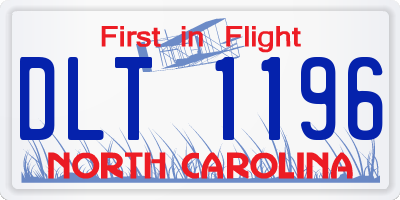 NC license plate DLT1196