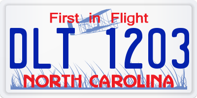 NC license plate DLT1203