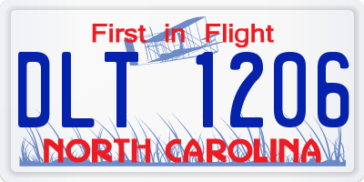 NC license plate DLT1206