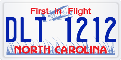 NC license plate DLT1212
