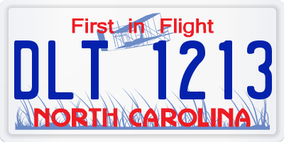 NC license plate DLT1213