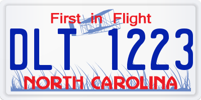 NC license plate DLT1223