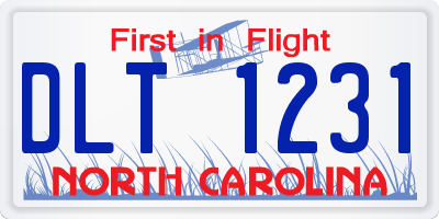 NC license plate DLT1231