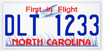 NC license plate DLT1233