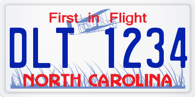 NC license plate DLT1234