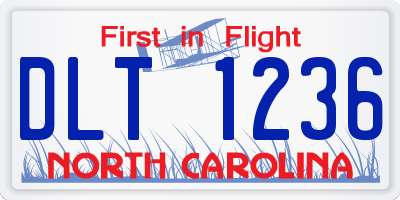 NC license plate DLT1236