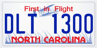NC license plate DLT1300