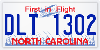 NC license plate DLT1302
