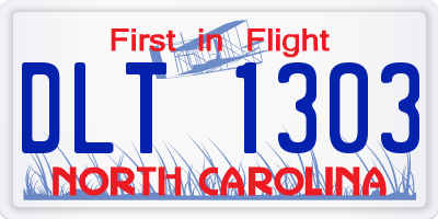 NC license plate DLT1303