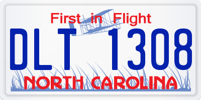 NC license plate DLT1308