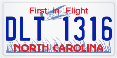 NC license plate DLT1316