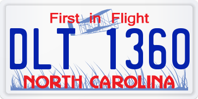 NC license plate DLT1360