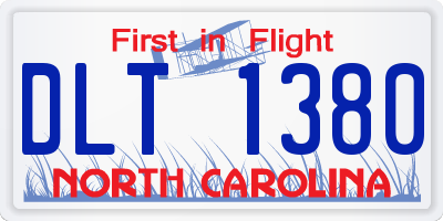 NC license plate DLT1380