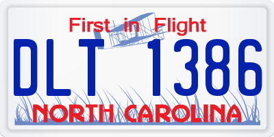 NC license plate DLT1386