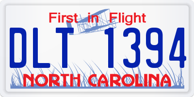 NC license plate DLT1394