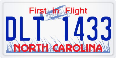 NC license plate DLT1433