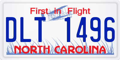 NC license plate DLT1496