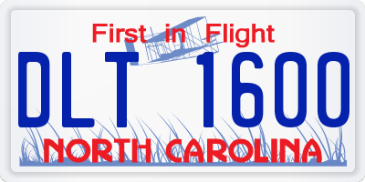 NC license plate DLT1600
