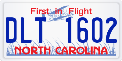 NC license plate DLT1602
