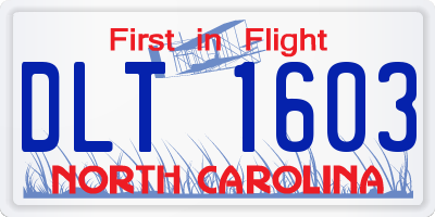 NC license plate DLT1603